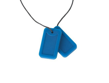 Chewigem Chewing Necklace Blue Dog Tags