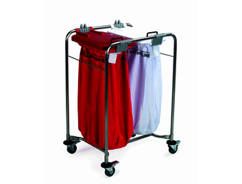 2 Bag Cart with White, Red Lids