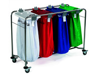 4 Bag Cart with White, Red, Blue, Green Lids